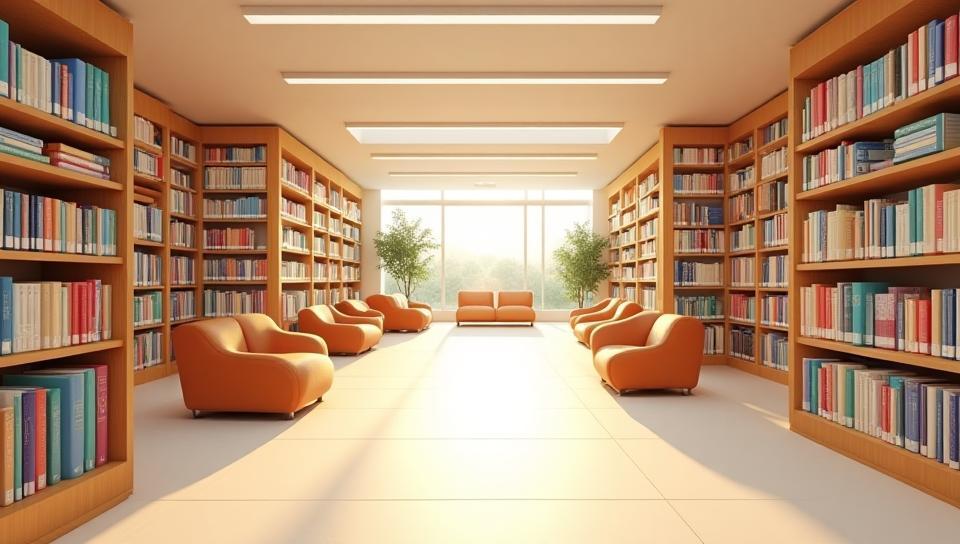 Interior view of a spacious, well-lit bookstore with rows of bookshelves filled with books.